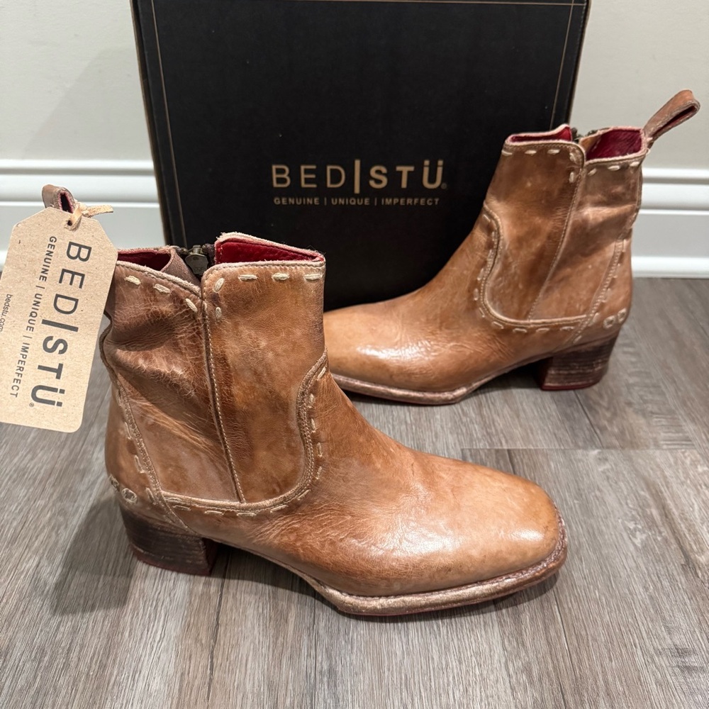 Bed Stu Merryli Tan Rustic TML Leather Heeled Boots - Picture 3 of 12